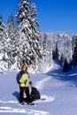 Woman Snowshoeing Winter Sports Scenery
