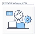 Woman software engineer line icon Royalty Free Stock Photo