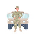 Woman soldier flat color vector detailed character