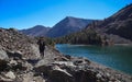 A solo woman hiker at Virginia Lakes