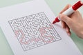 Woman Solving Maze Puzzle Royalty Free Stock Photo