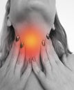 Woman sore throat bad discomfort symptom sickness