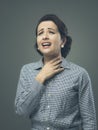 Woman with sore throat