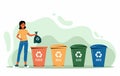 Woman sorting the garbage