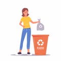 Woman sorting the garbage