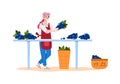 Woman sorting grape at grape processing plant, cartoon flat vector illustration.
