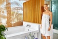 Woman Spa Body Care Treatment. Flower Rose Bath. Beauty, Skincare Royalty Free Stock Photo