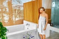 Woman Spa Body Care Treatment. Flower Rose Bath. Beauty, Skincare Royalty Free Stock Photo