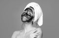 Woman spa mask, beauty concept healthy portrait. Mud facial mask, face clay mask spa. Beautiful woman with cosmetic mud Royalty Free Stock Photo