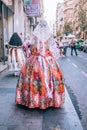 Woman in Spanish traditional Catalan dress from behind
