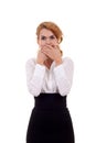 Woman in the Speak No Evil pose Royalty Free Stock Photo