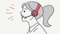 Woman Speaking with Headset Vector Art, Customer Service, vector design Generative AI Royalty Free Stock Photo
