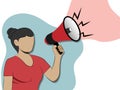 Woman speaking into a megaphone