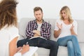Woman speaking to therapist at couples therapy Royalty Free Stock Photo