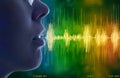 Woman speaking, voice recognition concept