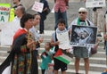 Woman speaks at rally about Middle East Crisis at Royalty Free Stock Photo