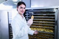 Woman Specialist in Food Quality and Health Control Checking Apples Royalty Free Stock Photo