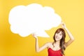 Woman with Speech Bubble Making an Announcement Royalty Free Stock Photo