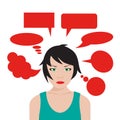 Woman with speech bubbles