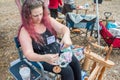 Spinning Yarn At The Festival.