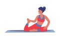 Woman Sport Activity. Female Character in Perfect Physical Shape Fitness, Yoga or Aerobics Exercises at Home, Training