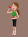 woman sport with apple nutrition