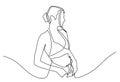 Woman Sport Body One Line Drawing. Minimalist Woman Portrait Design. Woman Line Drawing. Beautiful woman in bikini