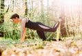 Woman sport exercise pilates outside yoga comfort