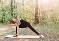 Woman sport exercise pilates outside yoga comfort