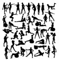 Woman Sport, fitness and Gym Activity Silhouette Royalty Free Stock Photo