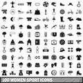 100 woman sport icons set, simple style Royalty Free Stock Photo