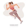 Woman in a sports uniform is engaged in fitness, sports, trains isolated on a white background. woman runs. morning run. jogging