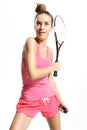 Woman with squash racket