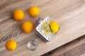 Orange juicer used in the kitchen. Royalty Free Stock Photo