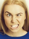 Woman squinting eyes on silly face Royalty Free Stock Photo