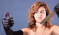 Woman stabbing her phone