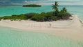 Woman stack on wild uninhabited island in sea