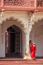 Woman standing in Anguri Bagh Grape Garden, Agra Fort, Uttar P