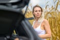 Woman standing by a car Royalty Free Stock Photo