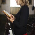 Woman Standing Church Religion Concept Royalty Free Stock Photo