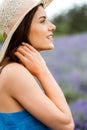 Woman standing in a field of lavender Royalty Free Stock Photo