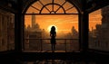Photo of a woman standing in front of an open window Royalty Free Stock Photo