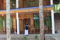 Woman standing outside a resort at Havelock Island