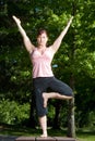 Woman Standing on Picnic Table - Vertical Royalty Free Stock Photo