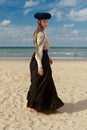 Woman profile beach black rose crown, De Panne, Belgium Royalty Free Stock Photo