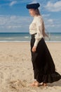 Woman profile beach black rose crown, De Panne, Belgium