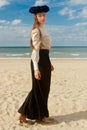 Woman profile beach black rose crown, De Panne, Belgium Royalty Free Stock Photo