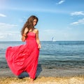 Woman standing on the sea