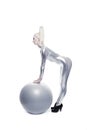 Woman standing with a silver ball Royalty Free Stock Photo