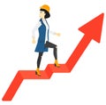 Woman standing on uprising chart. Royalty Free Stock Photo